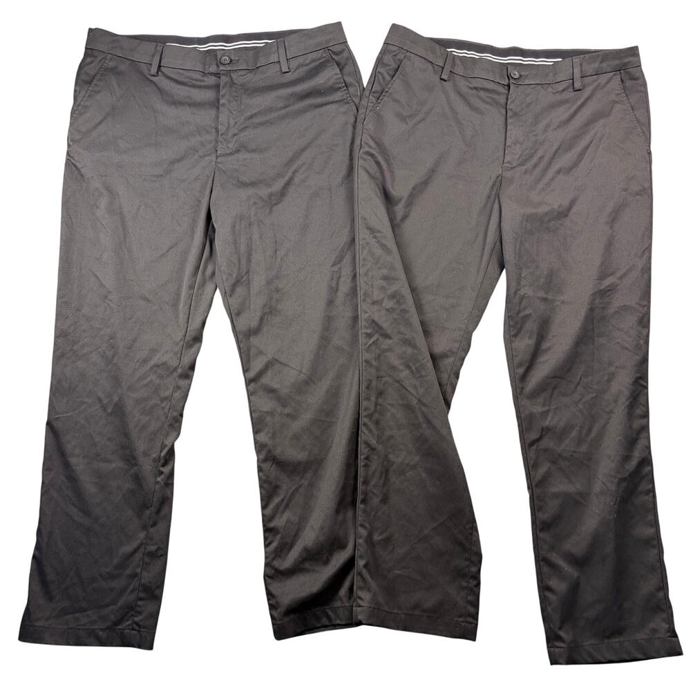 Amazon Essentials Mens 38x32 Black Pants Bundle Lot of 2 Straight Stretch New